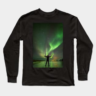 Aurora Borealis in Snæfellsnes, Iceland Long Sleeve T-Shirt